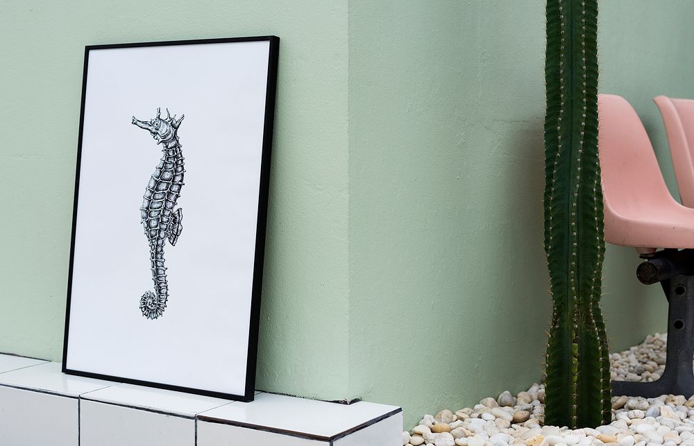 A photo of seahorse in photo frame