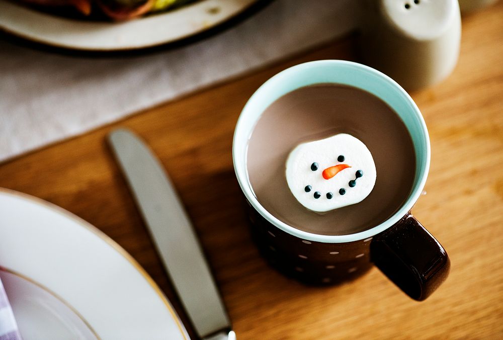 Hot chocolate drink for a cold Christmas eve