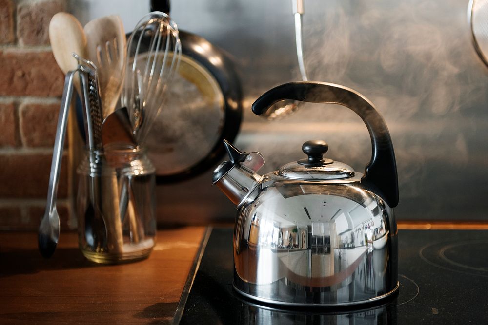 Closeup of kettle on the stove