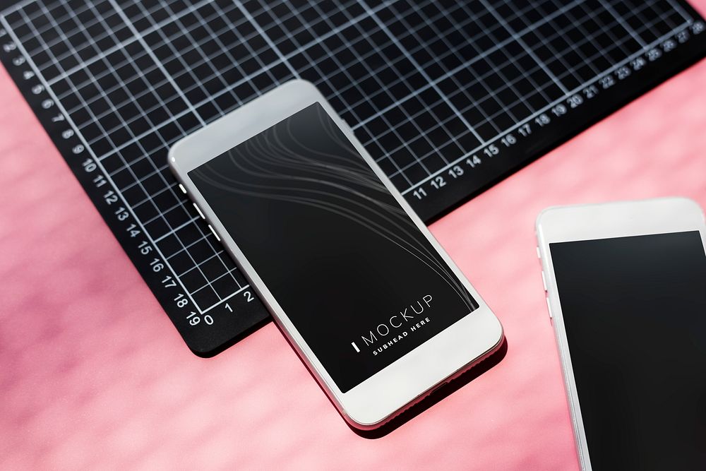 Smartphone mockups on the table