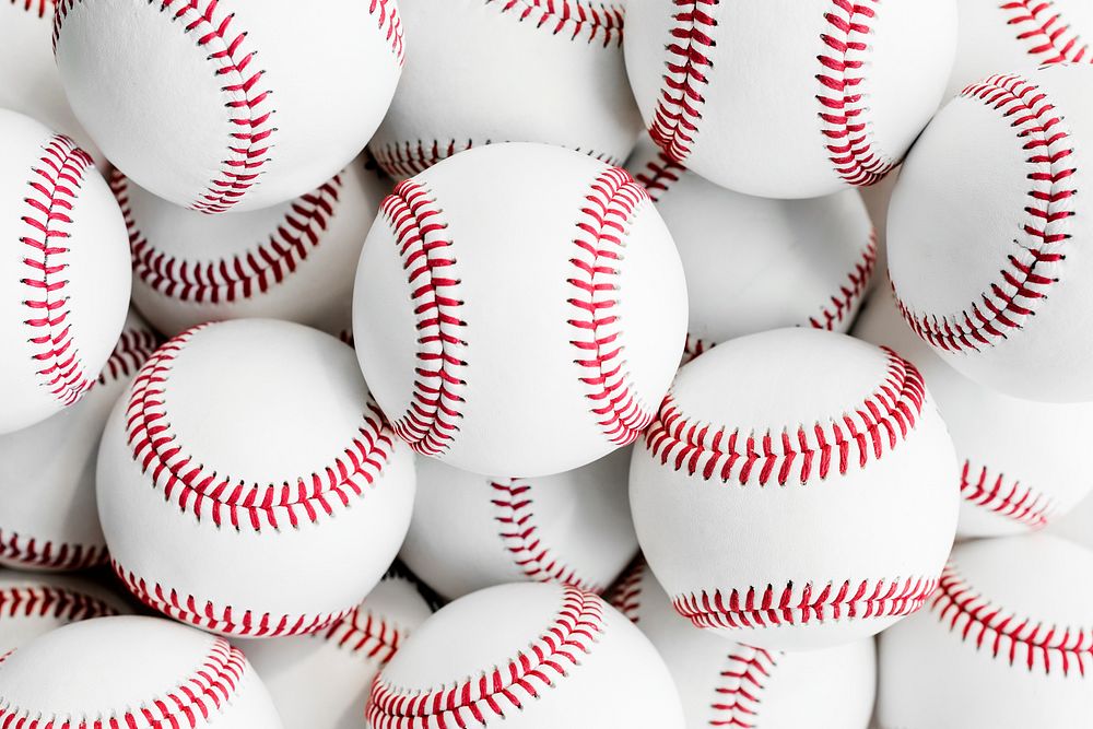 Closeup of baseballs textured background