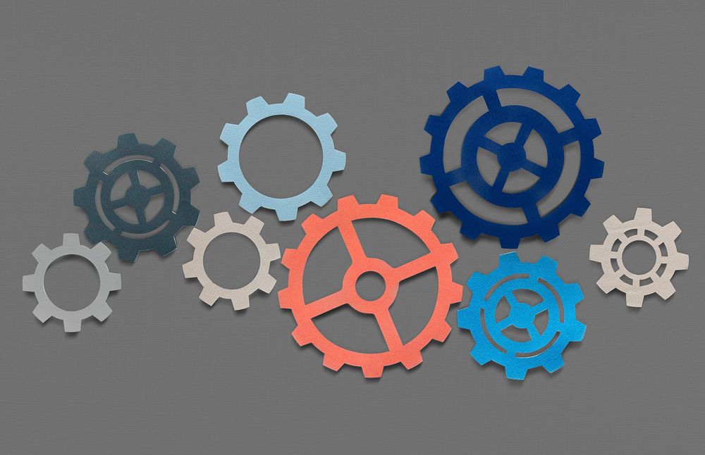 Support gears isolated on gray background