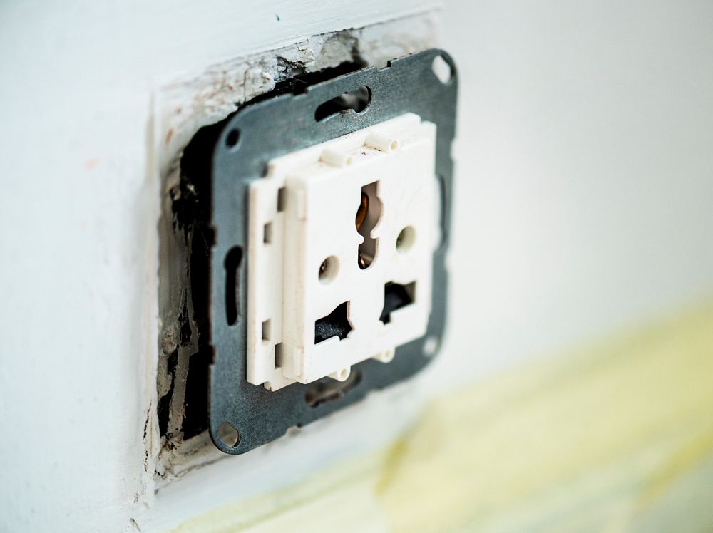 Closeup of AC power plug socket