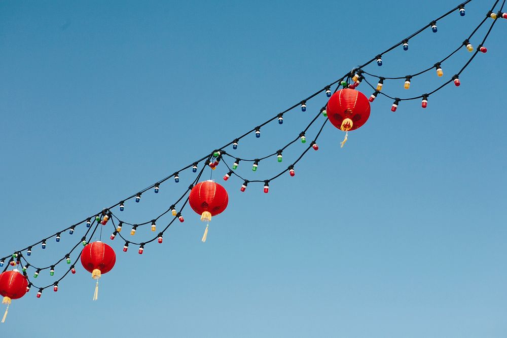 Chinese lanterns in the sky