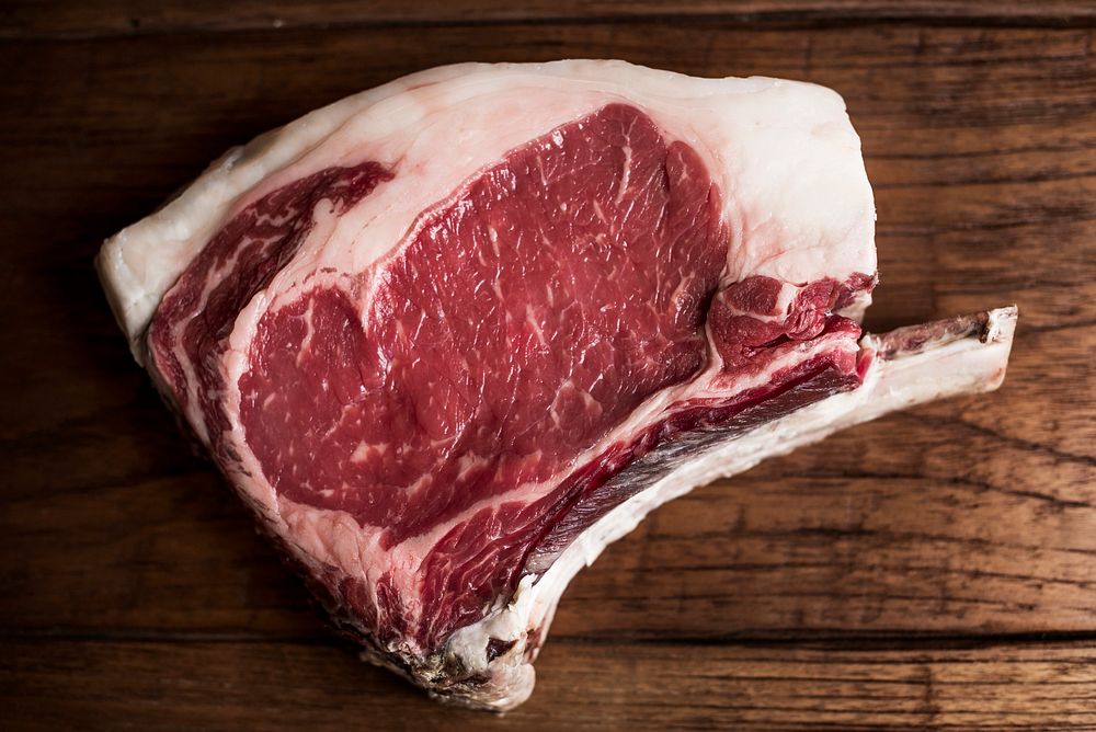 Fresh rib eye steak food photography recipe idea