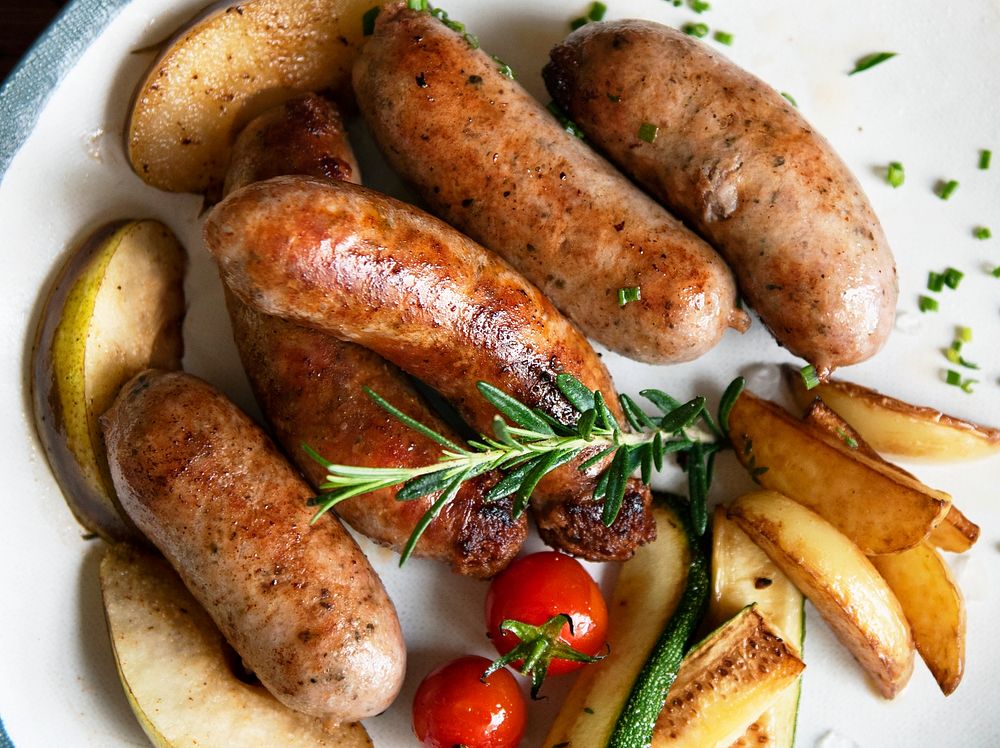 Grilled sausages food photography recipe idea