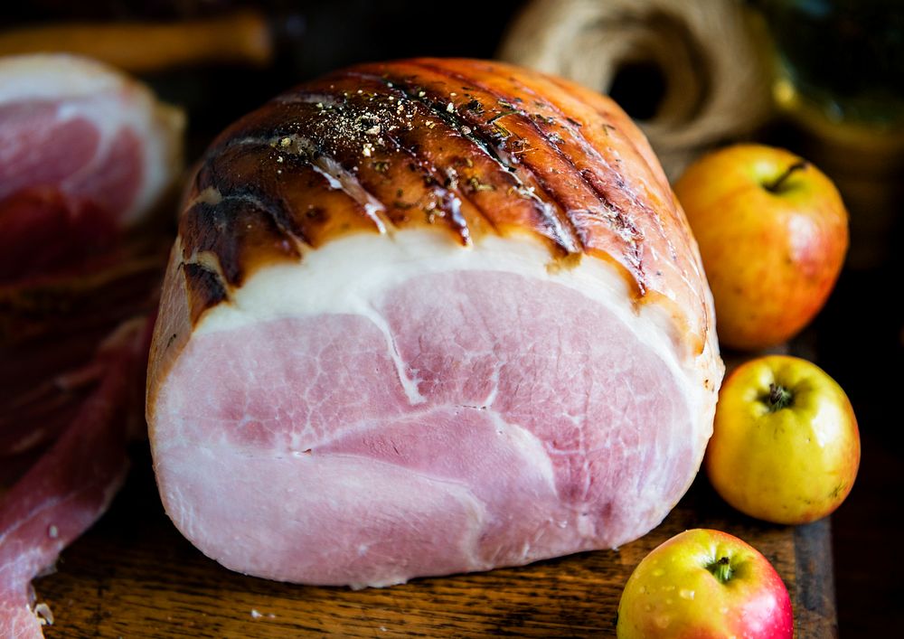 Close up of a honey roasted ham
