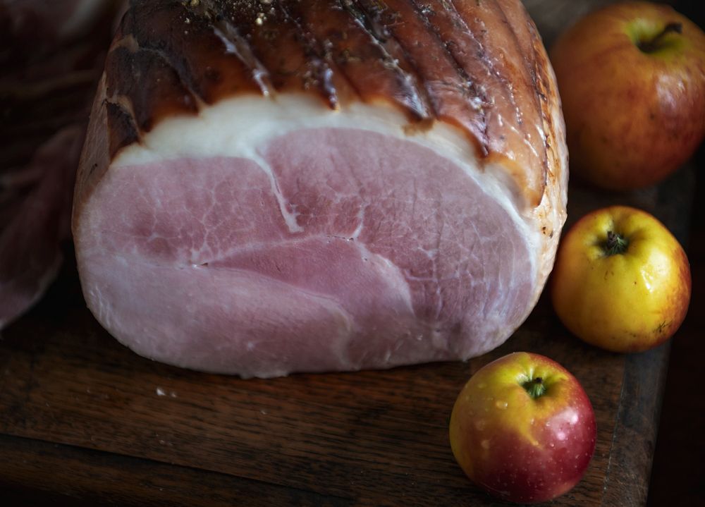 Close up of a honey roasted ham