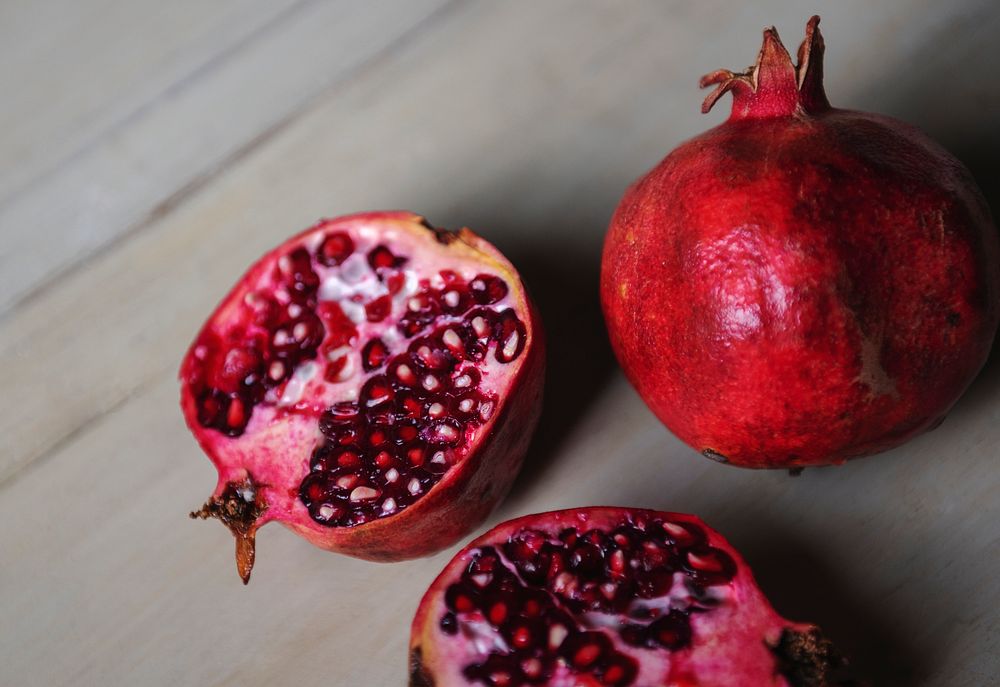 Peeled fresh pomegranate close up