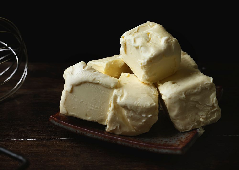 Cubes of butter on a plate