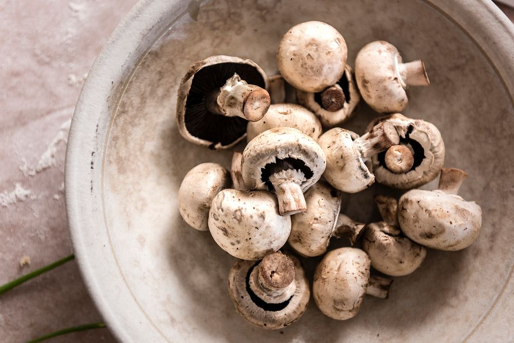 Close up of mushrooms in a bowl