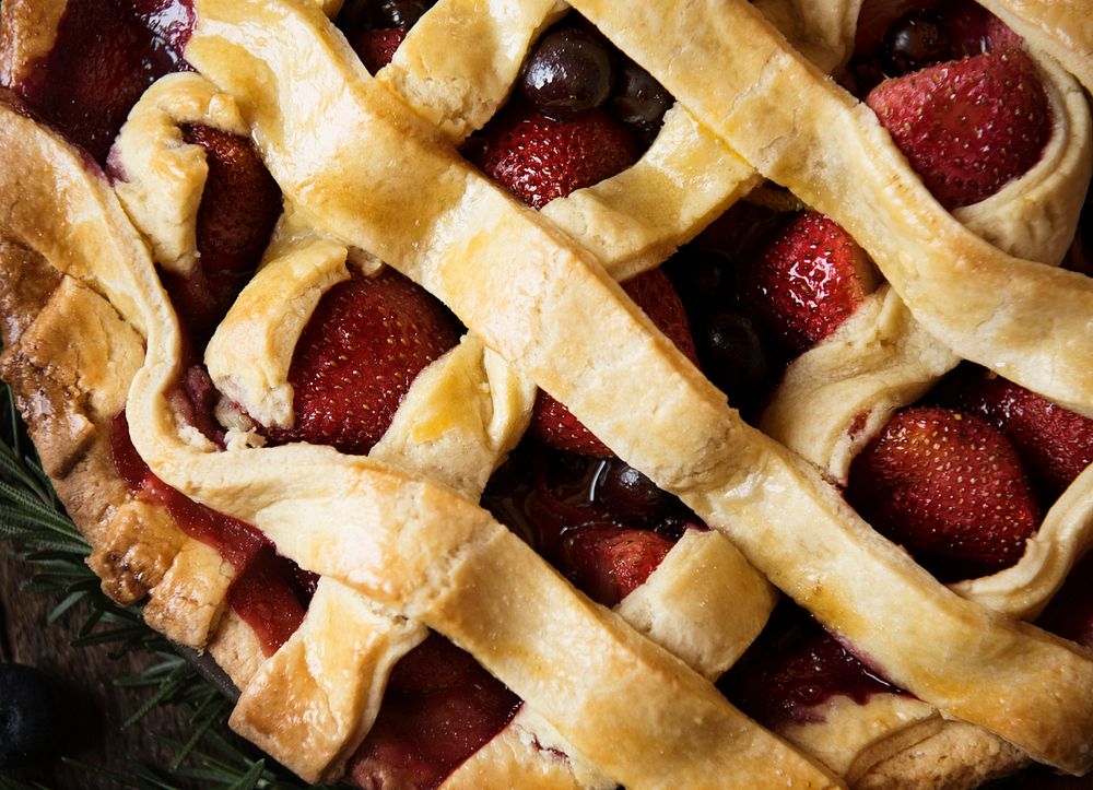 Strawberry pie food photography recipe idea