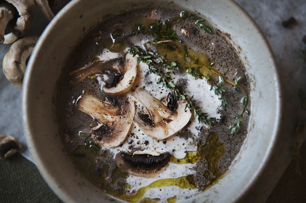 Homemade mushroom soup food photgraphy recipe idea