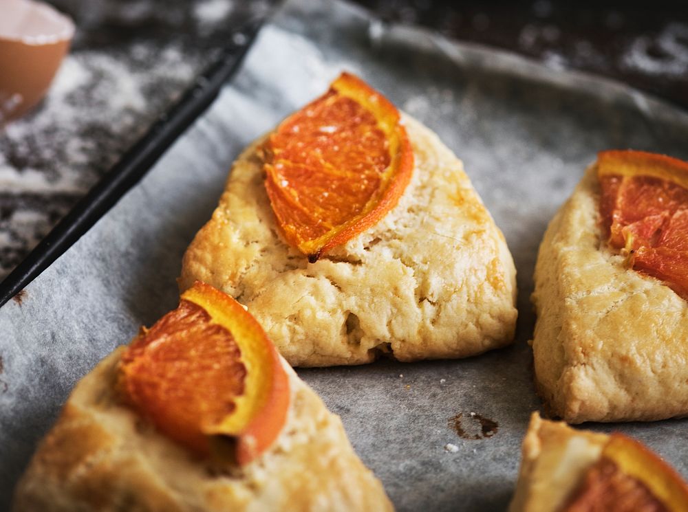Homemade orange scones food photography recipe idea