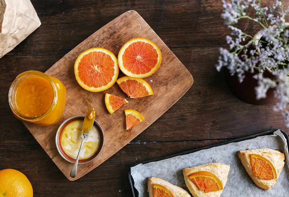 Homemade orange scones food photography recipe idea
