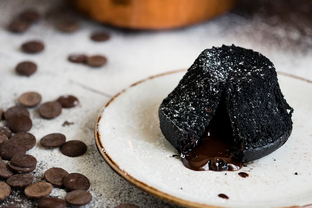 Chocolate lava cake food photography recipe idea