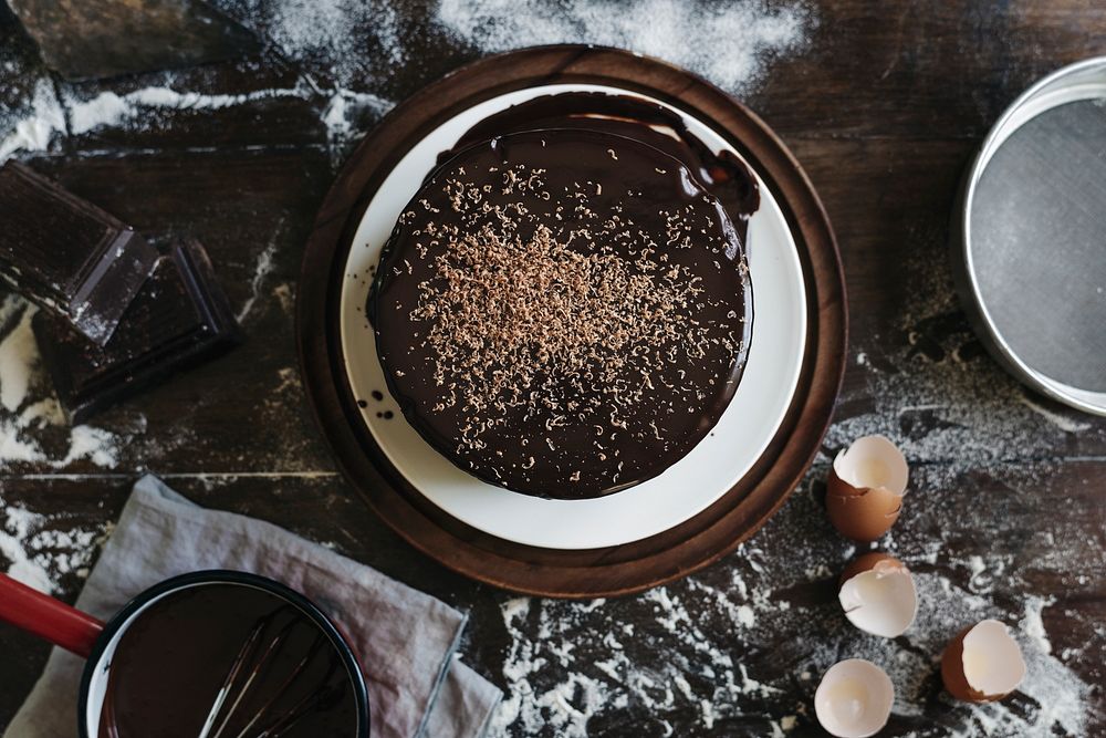 Chocolate cake food photography recipe idea