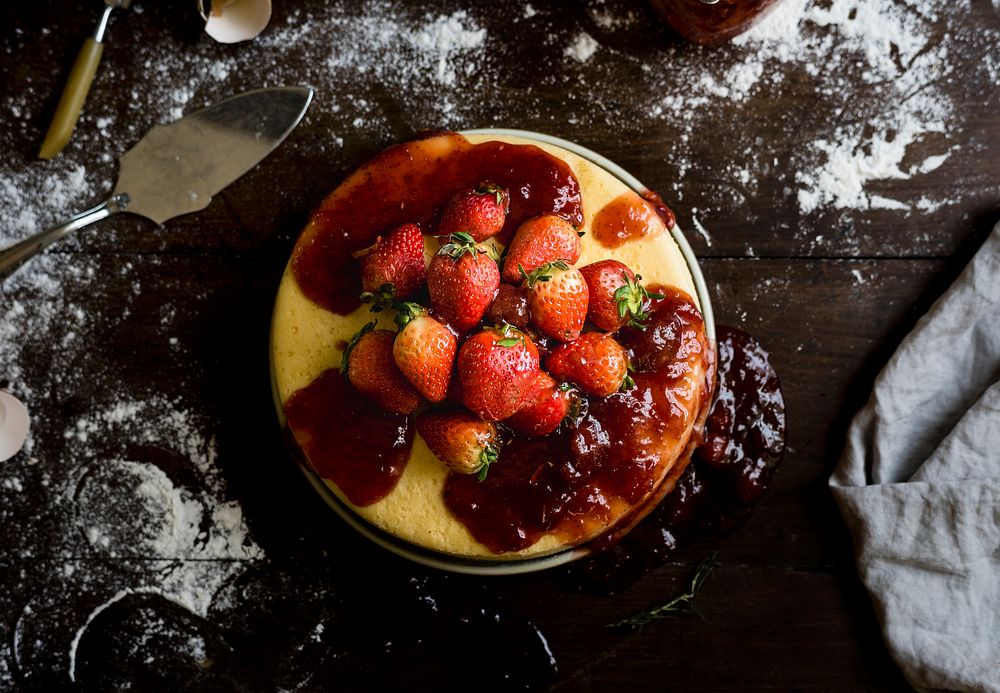 Strawberry cheesecake food photography recipe idea