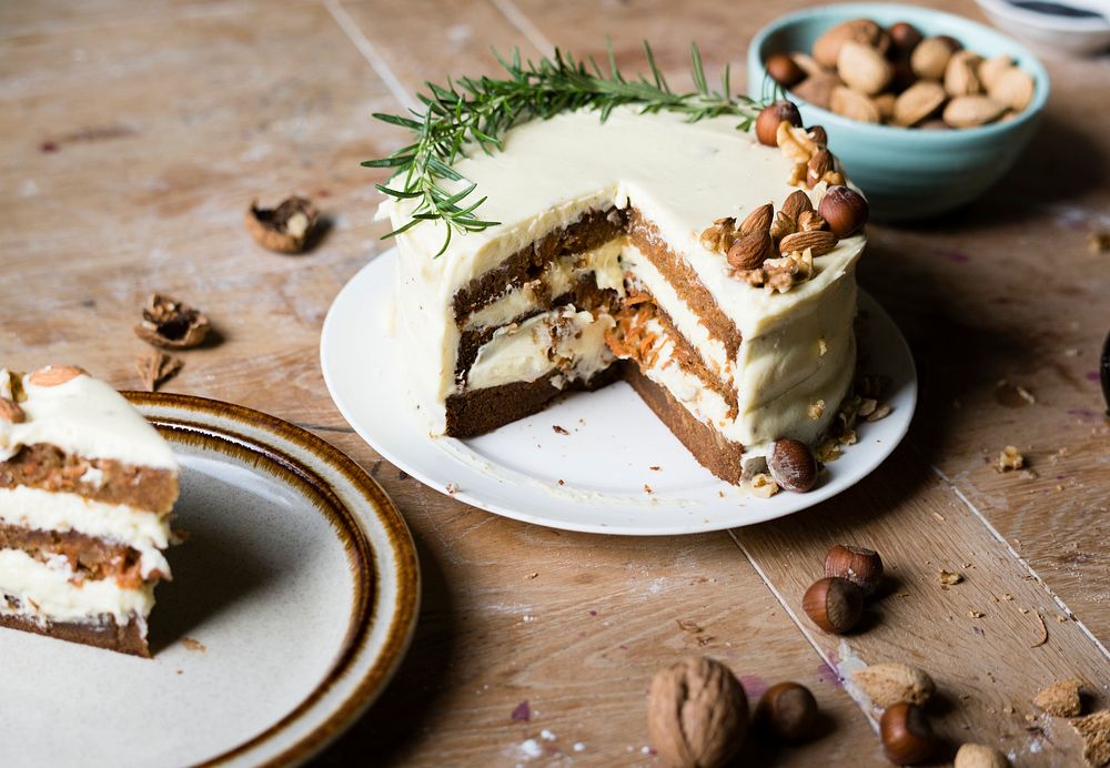Homemade chocolate nut cake food photography recipe