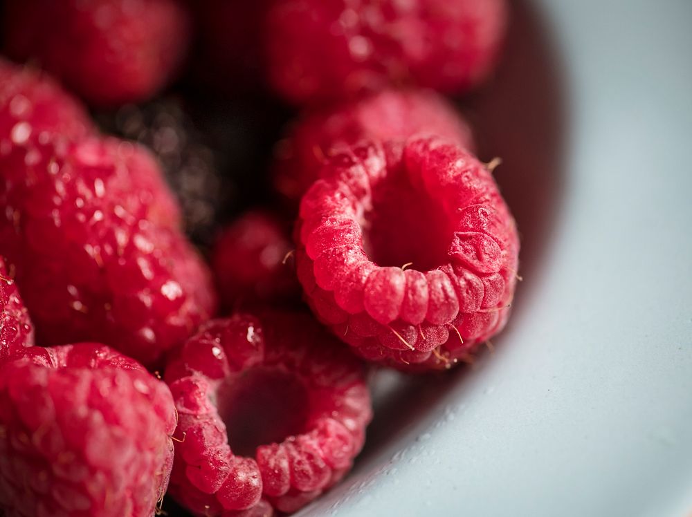 Closeup of fresh big raspberries