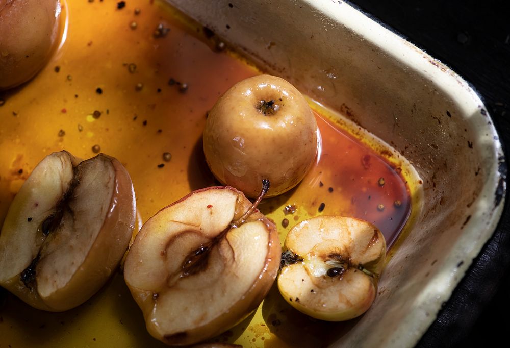 Roasted apples food photography recipe idea