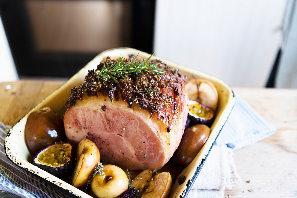 Mouth watering roasted ham