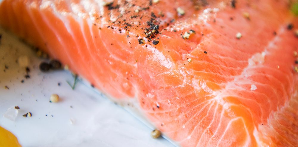 Fresh salmon fillet food photography recipe idea