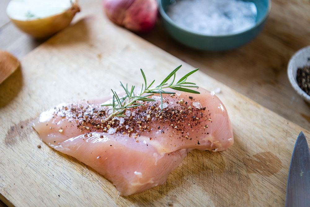 Raw chicken breast food photography recipe idea