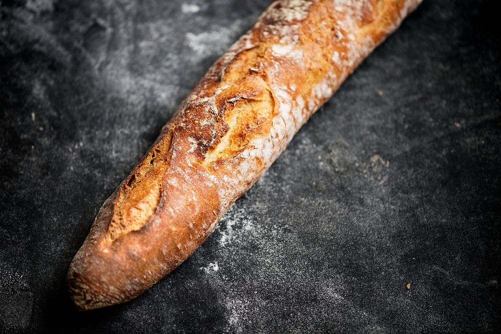 Homemade sourdough baguette food photography recipe idea