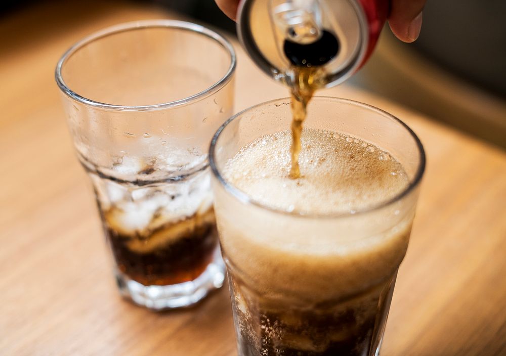 Cold cola poured into a glass