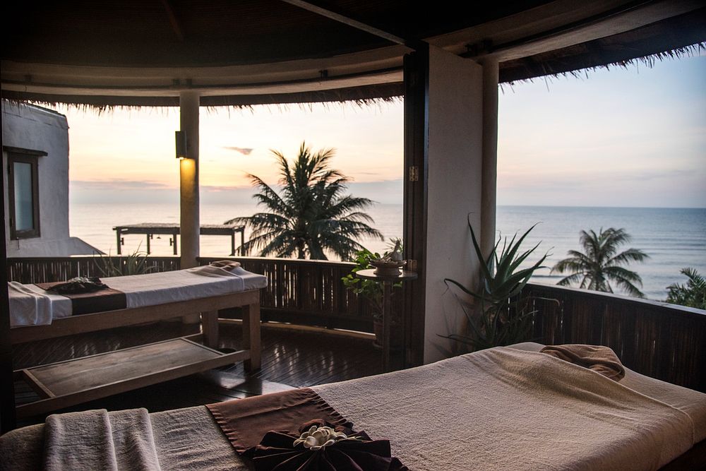 Spa salon with beach view