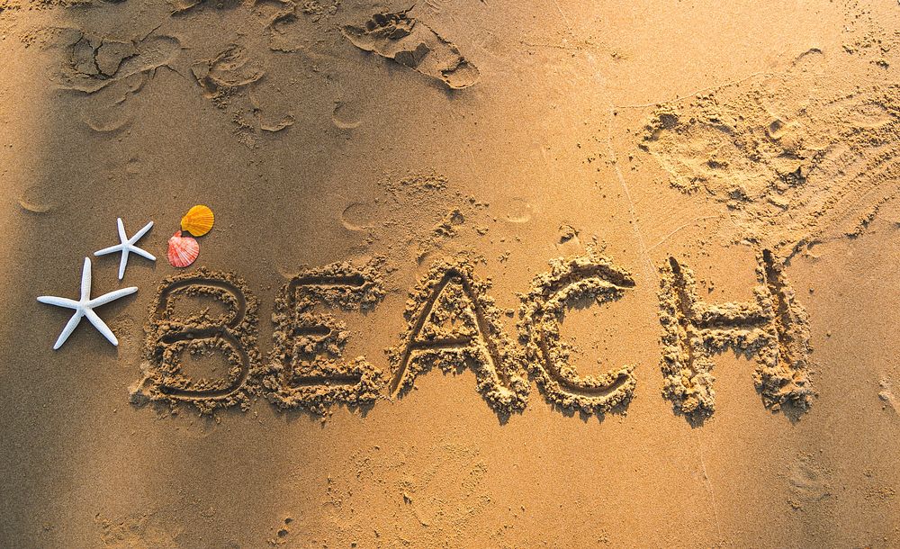 Beach written in the sand