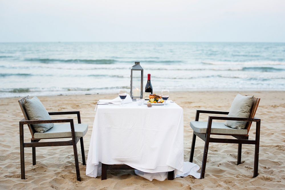 Dinner table by the sea