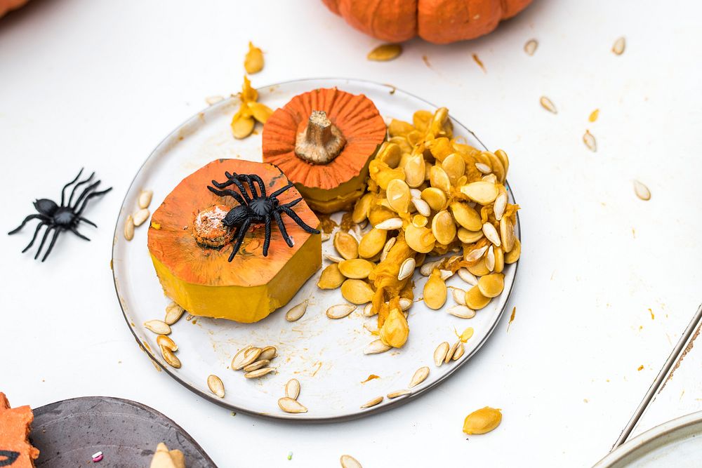 Pumpkin and spider decorations for Halloween