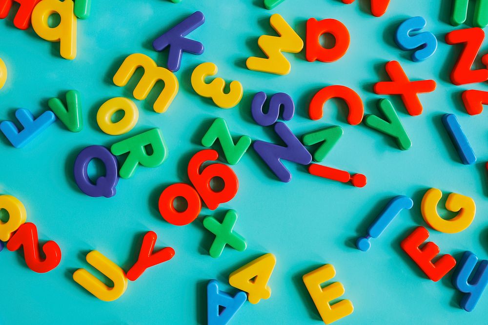 Colorful alphabet letters and numbers on a table