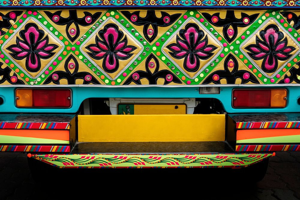Close up of a decorated Pakistani truck