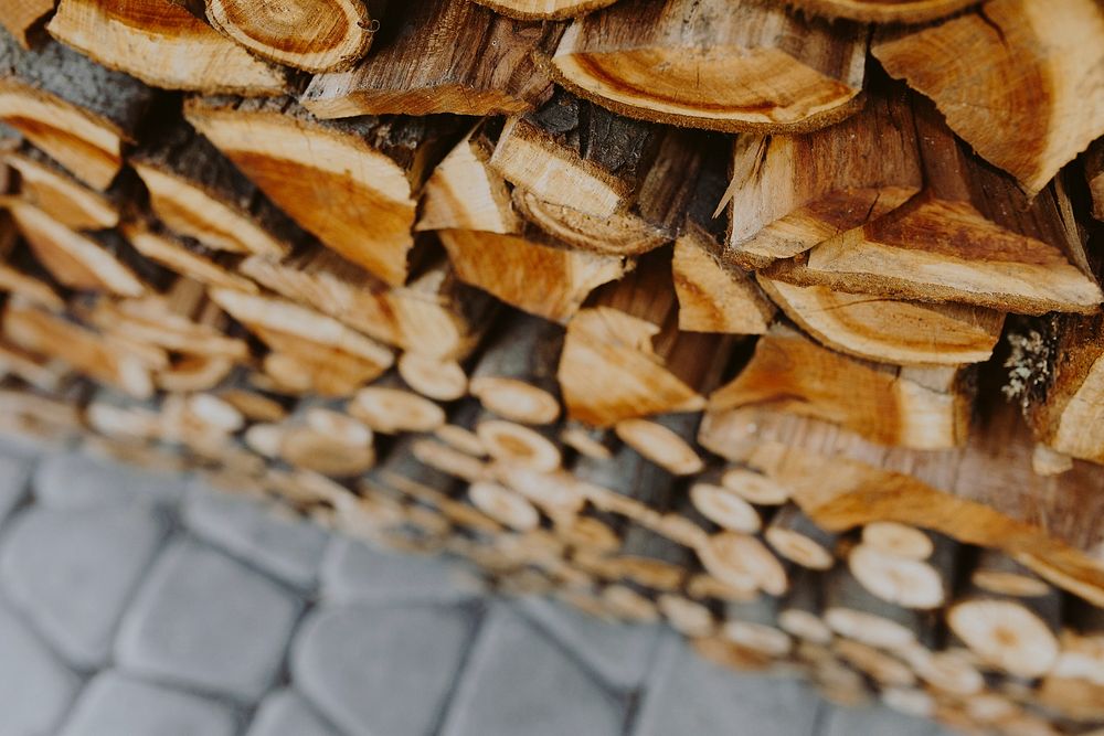 Stack of firewood textured background