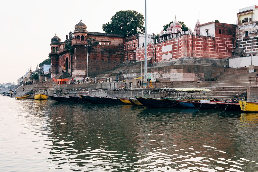 Boat port at a ghat in Varanasi, India