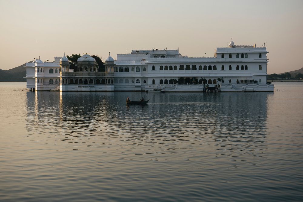 View of Taj Lake Palace at Udaipur in Rajasthan, India