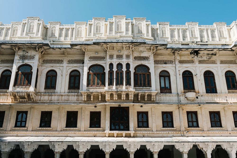 Architecture of City Palace in Udaipur Rajasthan, India