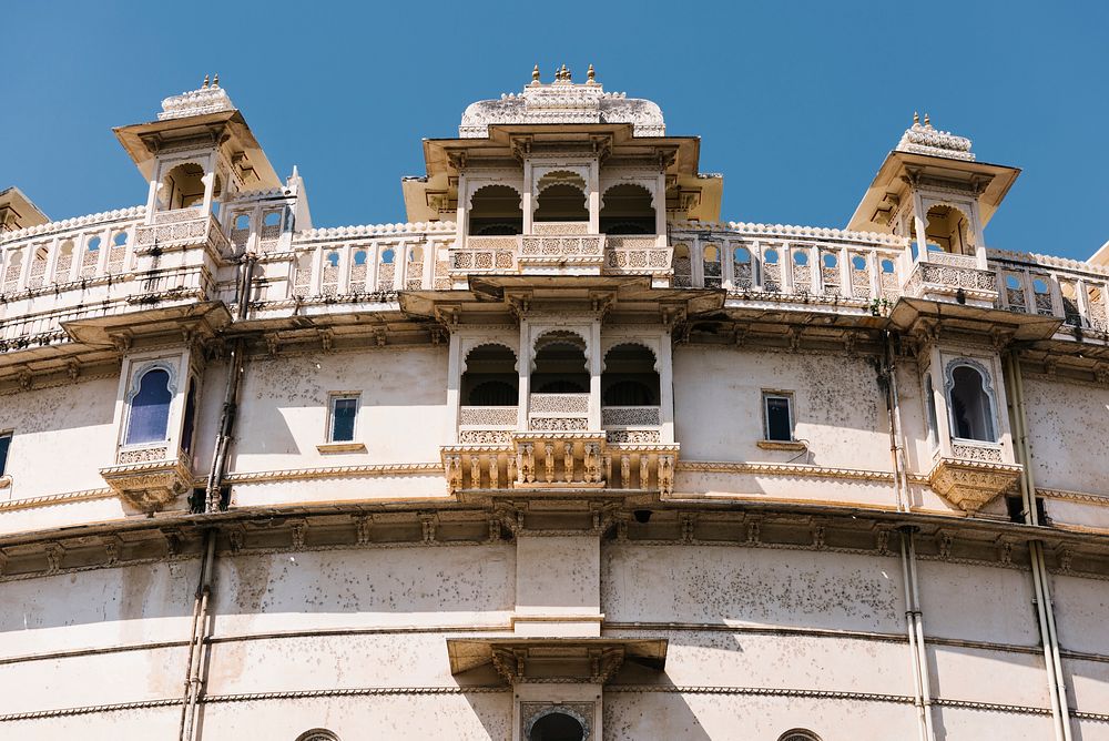 Architecture of City Palace in Udaipur Rajasthan, India