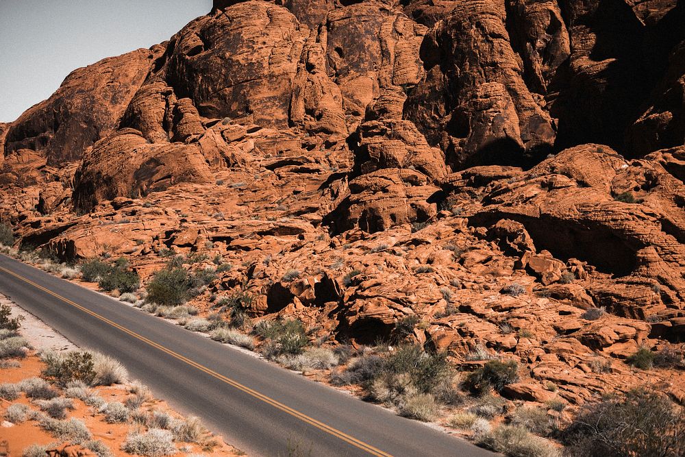Road passing a desert area in USA