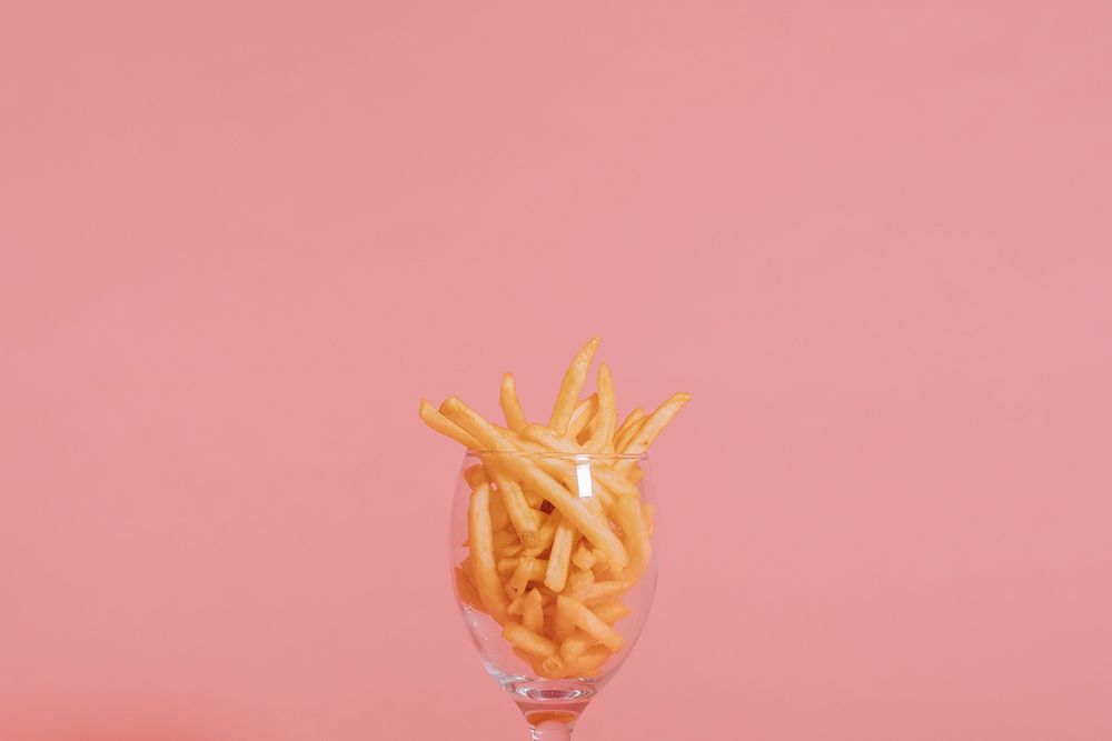 French fries in a wine glass