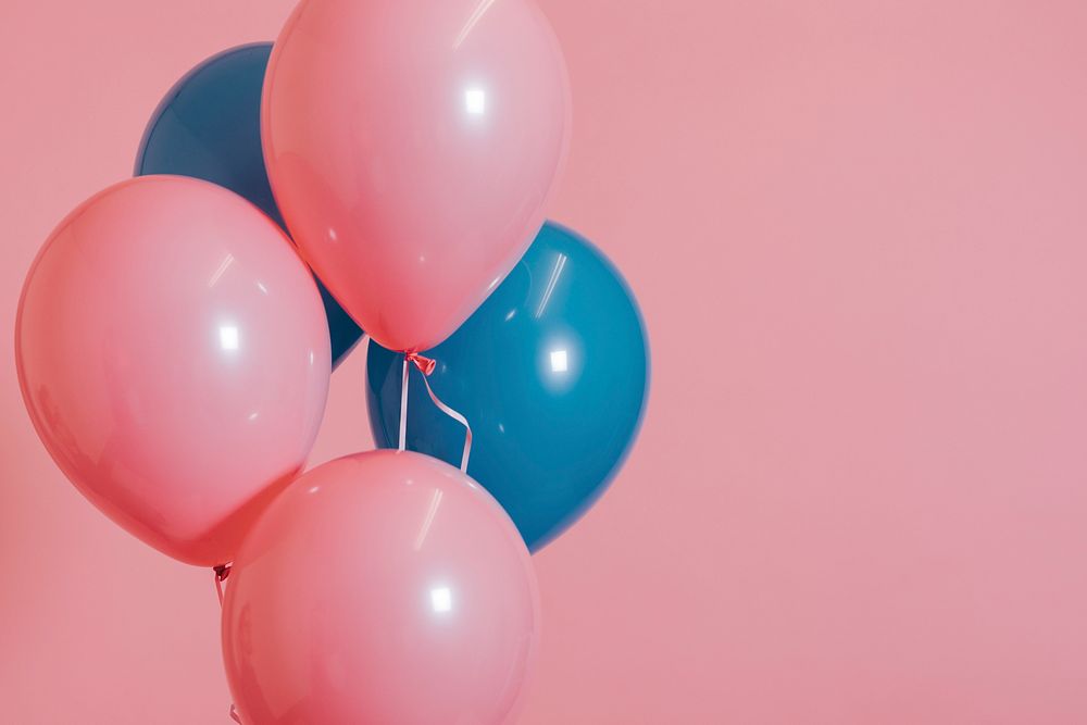 Pink and blue balloons for a birthday party