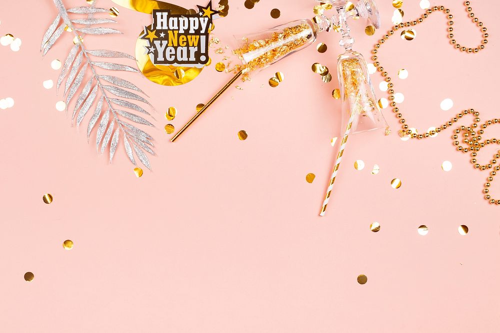 Glamorous pink Happy New Year background