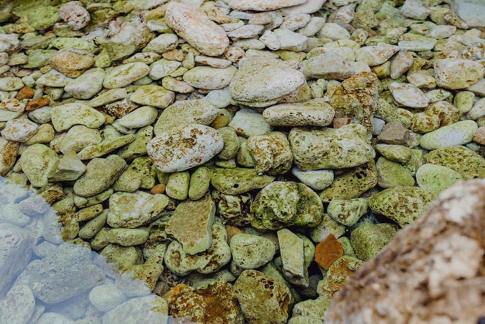 Pebbles under clear still waters