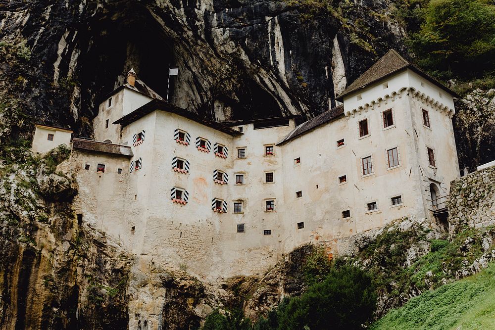 Predjama castle mountainside in Slovenia