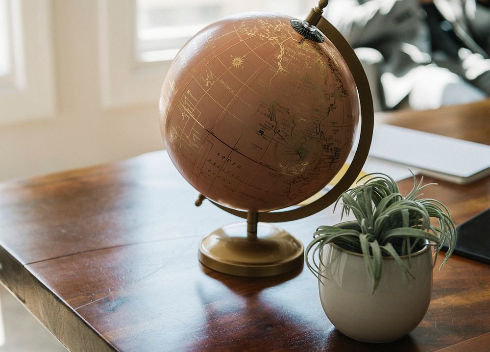 Globe on a wooden table