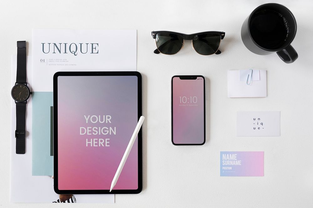 Business digital device mockup collection