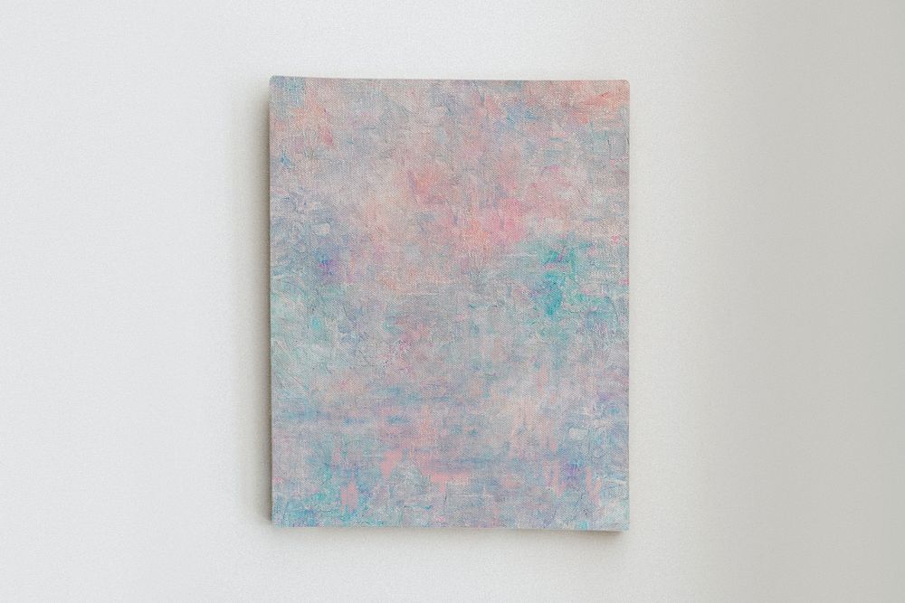 Pastel  painting with frame mockup on the wall